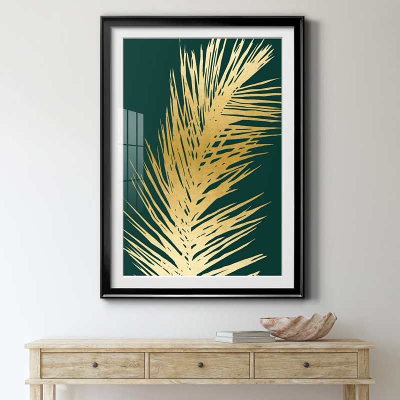 Emerald Palm II - Impression de cadre photo sur papier, H 30,5 po x l 42,5 po x P 1,5 po, Noir
