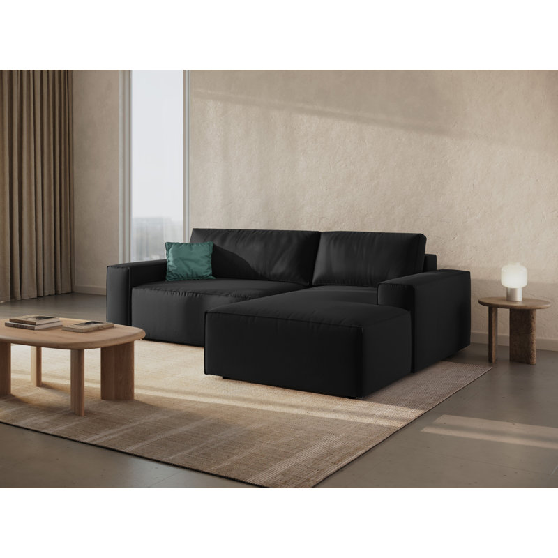 Alisbha 2 Seater Velvet Sofa Bed, Black