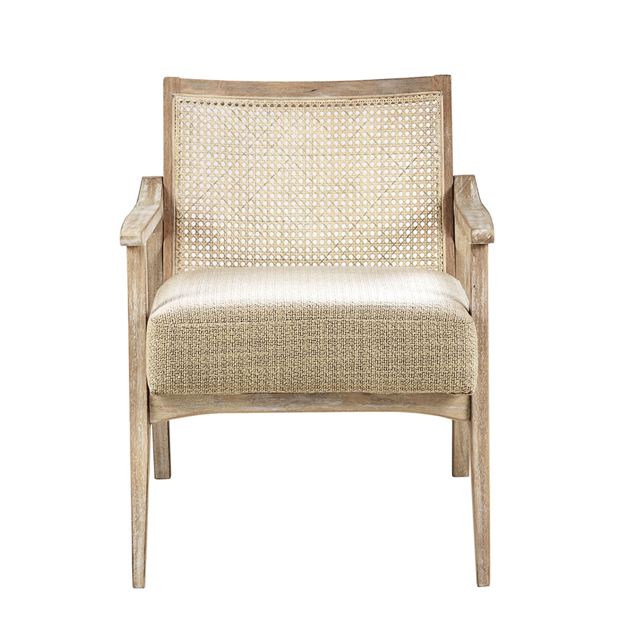 Highland Dunes Accent Chair With Solid Wood Frame And Cane Inlay ...