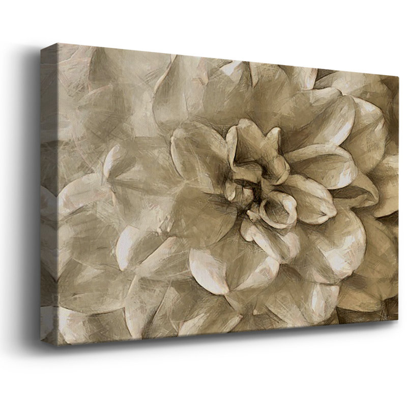 «Neutral Wall Flower III», toile tendue avec châssis de qualité supérieure - prête à être accrochée, H 18 po x l 27 po