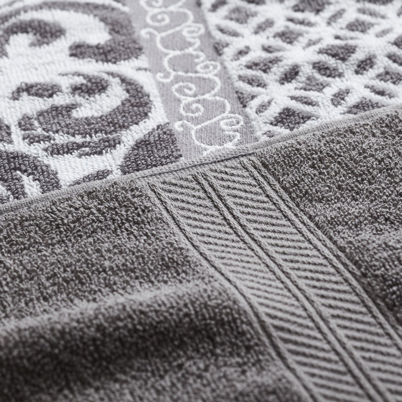 Mocha Cotton Jacquard Washcloth and Hand Towel Set
