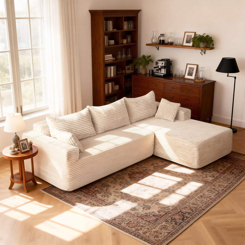 Canapé modulaire en forme de L de Boneless, Polyuréthane beige
