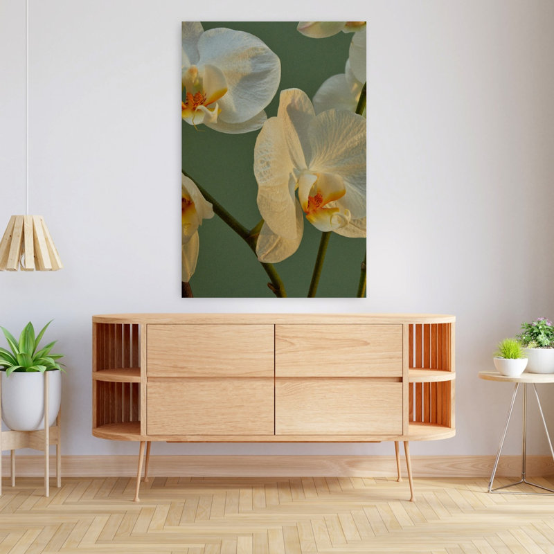 Art contemporain contemporain serein abstrait orchidée papillon, H 48 po x l 32 po