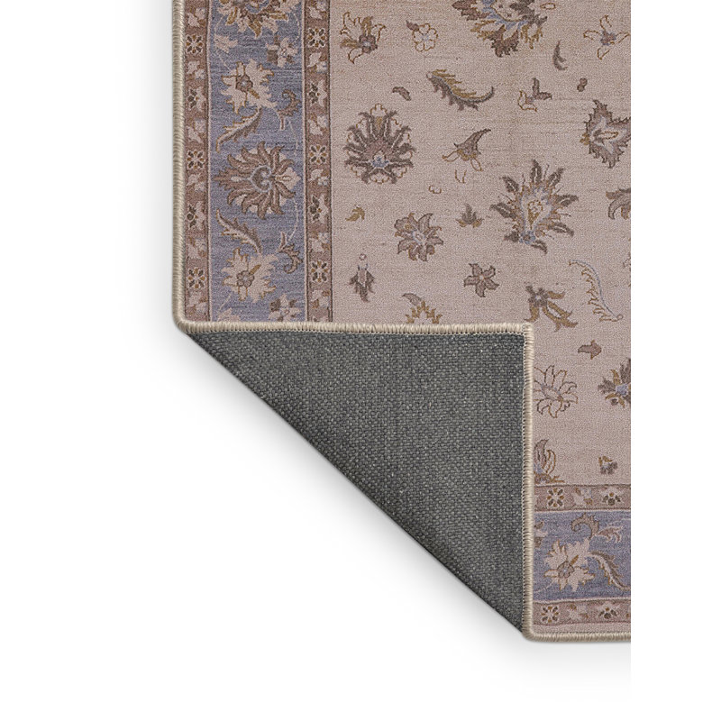 Tapis oriental ivoire / bleu Chehalis, Rectangle 7 pi x 10 pi
