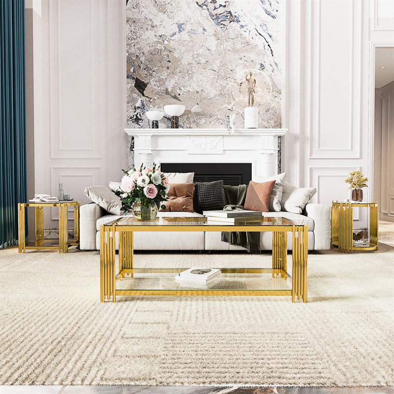Table basse moderne en verre transparent, Transparent