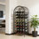Armoire à vin en fer forgé avec porte verrouillable pouvant contenir 35 bouteilles, rangement autoportant pour la cuisine, la salle à manger ou le bar