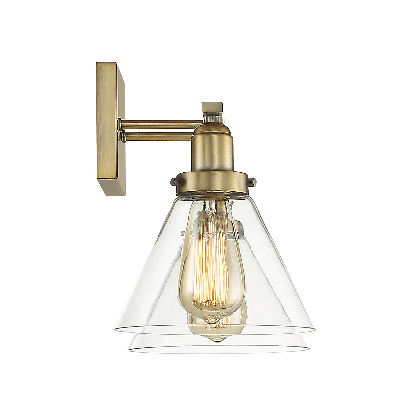 Catalina 2 Light Transparent Dimmable Bath Sconce, Warm Brass