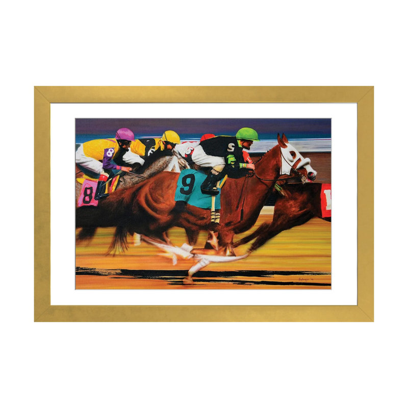 «The Horse Race», impression d'art mural encadrée, 32 po x 24 po, Framed Paper, Doré