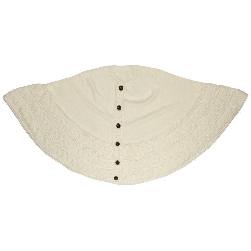 Knitted Sweater Tree Skirt With Buttons - 84“ - Cream