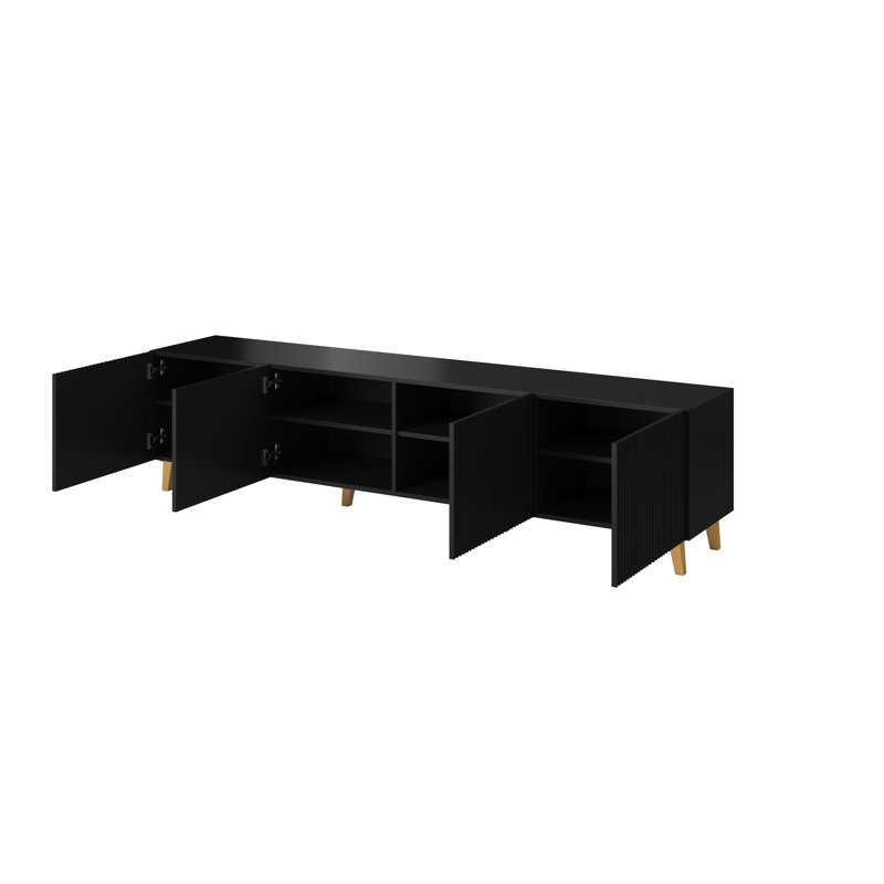 Gowdy Unfinished TV Stand for TVs up to 85" with Fireplace Included, Black