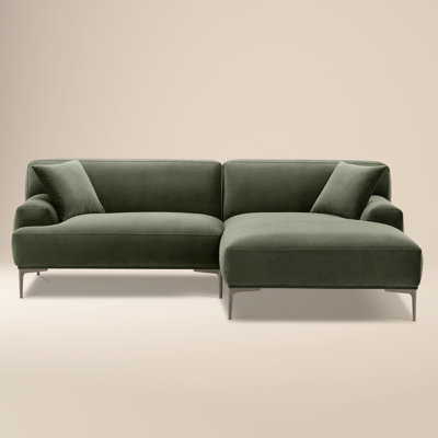 Canapé modulaire en velours vert performance Caleta 94,5 po Mineta