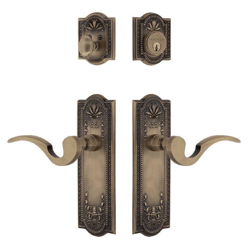 Nostalgic Warehouse Meadows Entry Set with Manor Lever, 2.75, Antique Brass