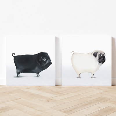 Pug - 2 Piece Wrapped Canvas Painting