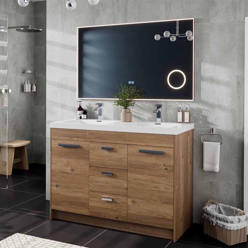 Miroir rectangulaire en aluminium chromé 24 "x 30" Eviva Illuminate, 30 po x 48 po