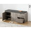 Banc de rangement industriel avec siège rembourré, 2 tiroirs et portes de grange - Banc à chaussures d'entrée avec tablette réglable pour couloir, salon ou chambre à coucher-667219632-667219635