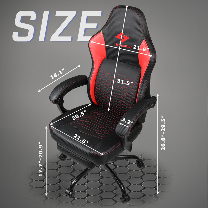 BOSSIN Ergonomic Game Chair with Footrest and Lumbar Support, Red