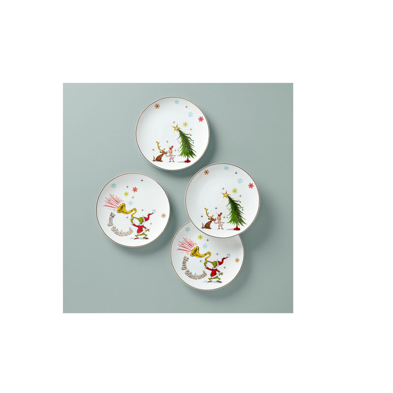 MERRY GRINCHMAS Grinchie Gifts Accent Plates, S/4