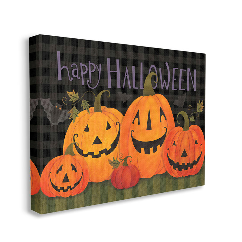 «Halloween sourire Jack-o-Lanterns» par Bernadette Deming sur, H 16 po x l 20 po