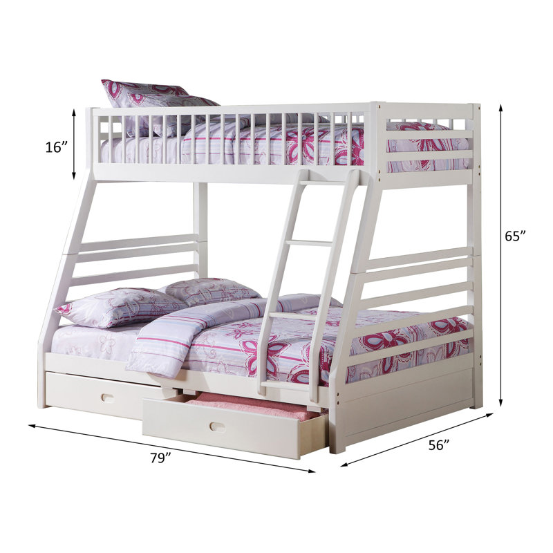 Samiyah Twin over Full Bunk Bed with Storage Drawers in White