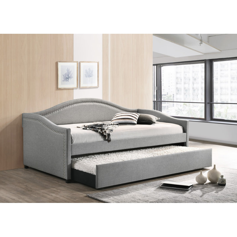 Anslem Upholstered Daybed, Smoke Linen