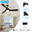 Ventilateur de plafond noir 52 pouces avec lumière, ventilateur de plafond avec 3 pales réversibles, 2 tiges verticales, télécommande à 6 vitesses