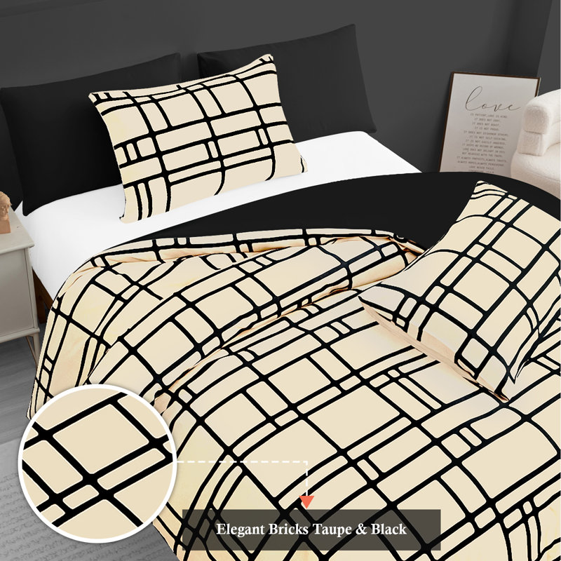 Microfiber Chequered Duvet Cover Set, Double (200cm x 200cm)
