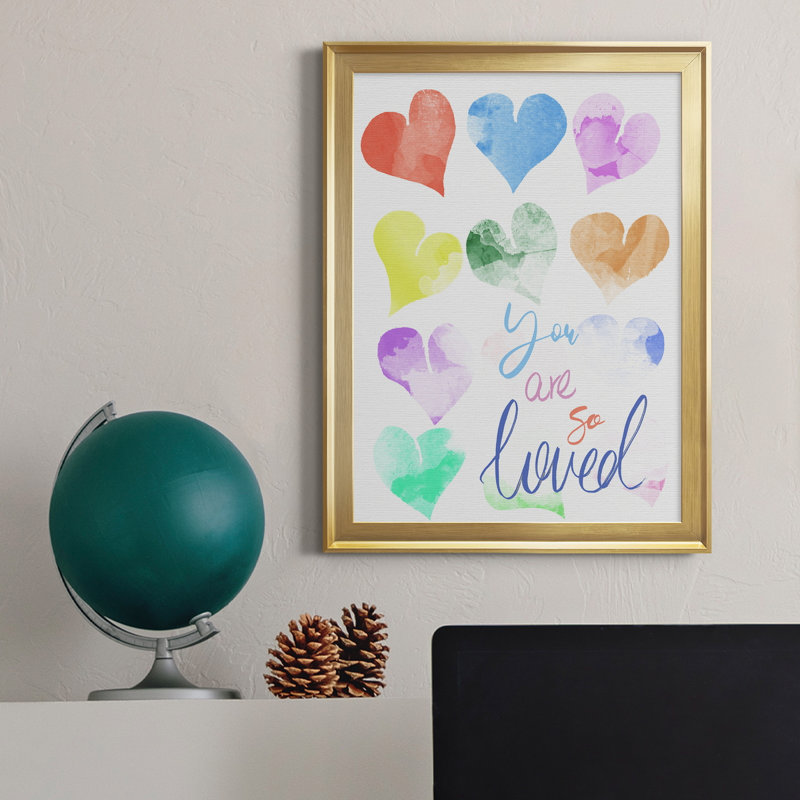 «You Are So Loved», art textuel sur toile, H 18,5 po x l 24,5 po x P 1,5 po, Cadre doré