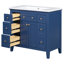  Vanity with Resin Sink, Solid Wood Cabinet with 6 Drawers and 2 Doors, Large Freestanding Bathroom Set