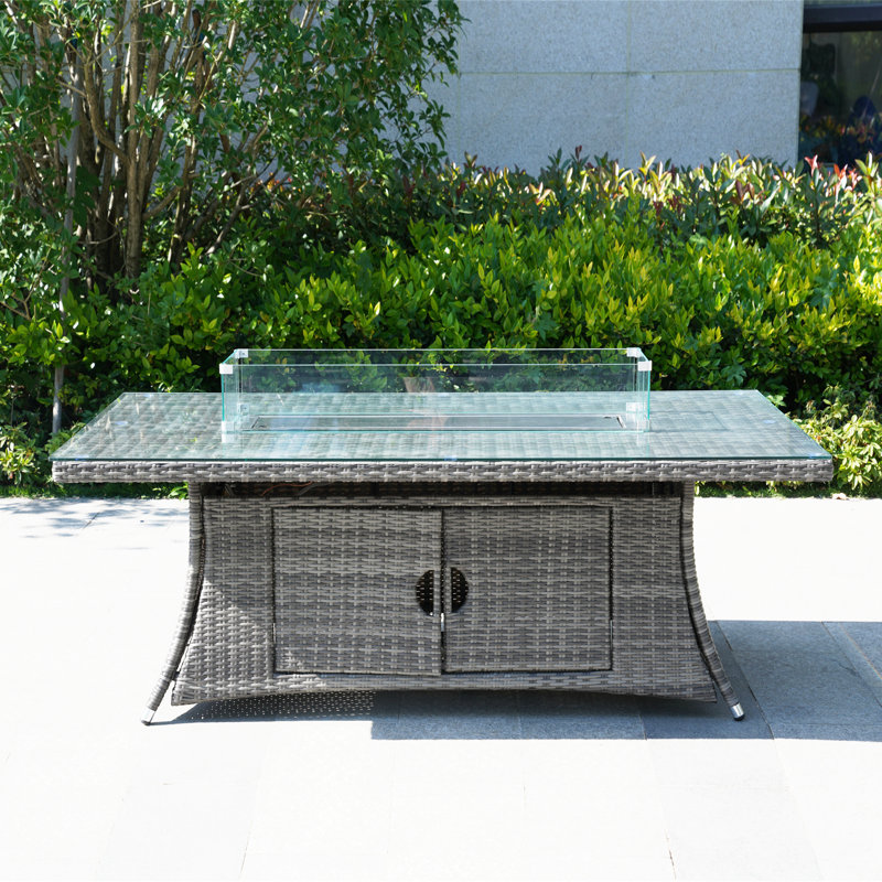 Aerolyn Rectangle Propane Smokeless Fire Pit Table with Hidden Fuel Tank