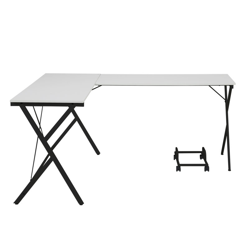 Bureau en L Demico, Blanc / noir