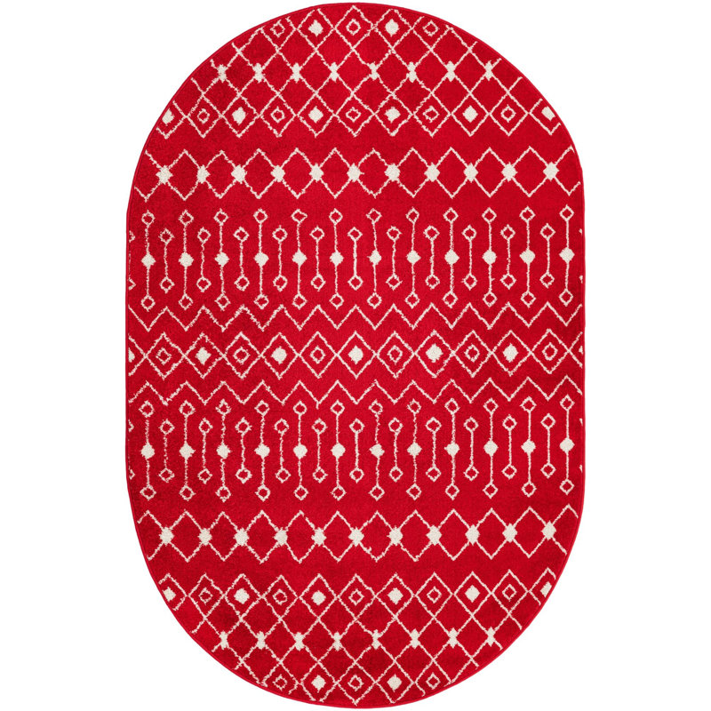 Geometric Indoor Rug, Oval 5'3" x 8'