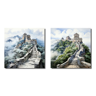 «Great Wall Of China Serenity I», ensemble de 2 carrés en métal chinois