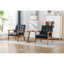 Ensemble de 2 chaises d'appoint avec table d'appoint et chaises d'appoint en bois et en tissu