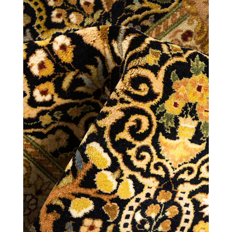 Tapis de couloir unique en laine noué à la main 3 pi 1 po x 10 pi 9 po Hayner - brun / beige / vert