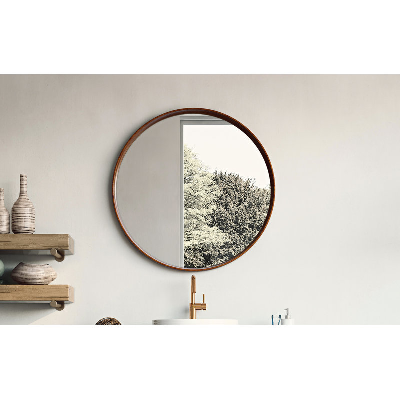 Solid Wood Round Mirror