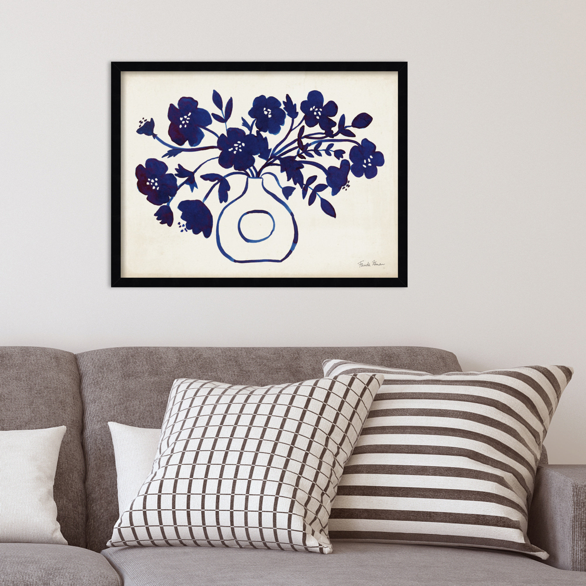 Modern Blue by Farida Zaman, 19" H x 25" W x 1" D, Black