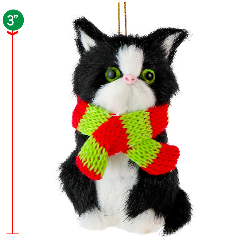 Figurine décorative de Noël chat suspendu, Noir