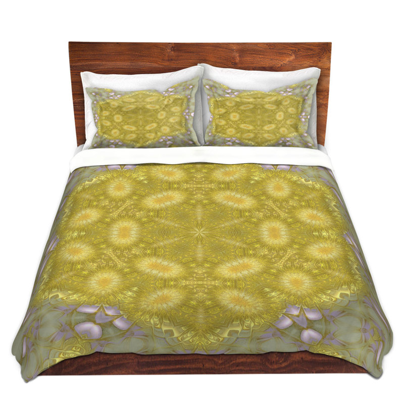 Ensemble de housse de couette à l’étoile, 1 housse de couette grand + 2 taies standards, Jaune / Gris