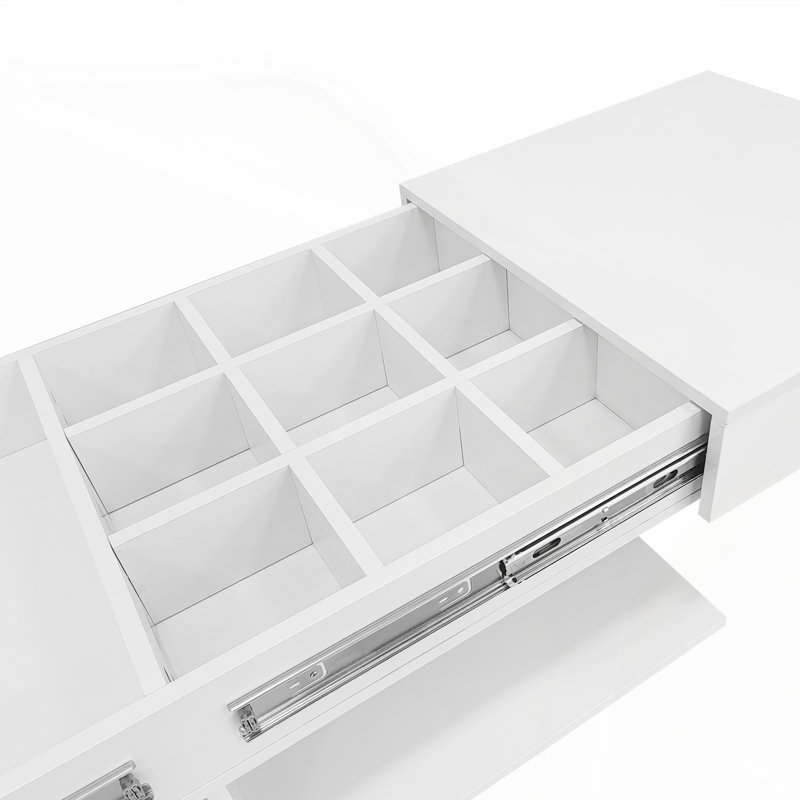 Table basse à rallonge de 41,3 po à 76,7 po, table basse centrale efficace avec plusieurs compartiments de rangement, table basse réglable multifonctionnelle avec espace de rangement caché pour le salon
