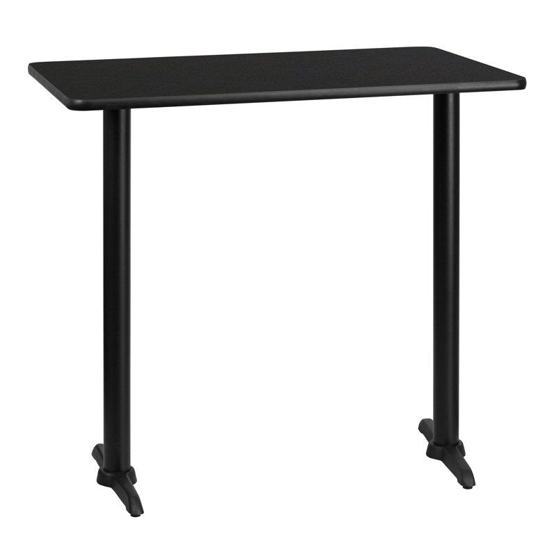 Jarreth 30'' x 42'' Rectangular Laminate Table Top with 5'' x 22'' Table Height Bases, 43.12" H x 42" W x 30" D, Black