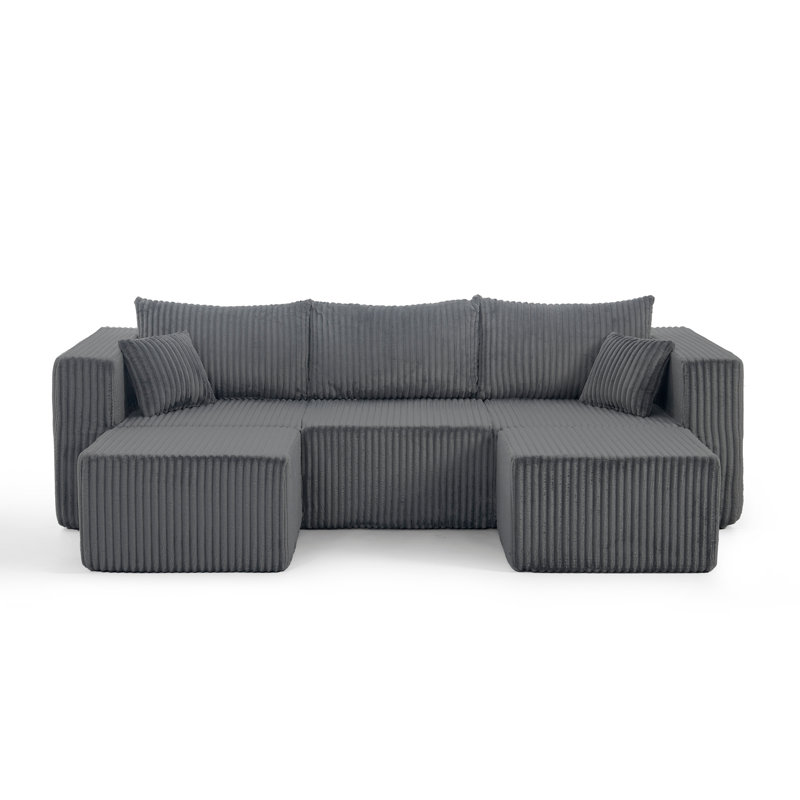 Canapé modulaire compact en velours côtelé, Gris