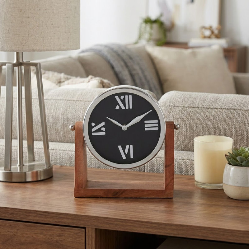 Horloge pivotante ronde en métal Aparicio, H 8 po x l 8 po x P 2,75 po