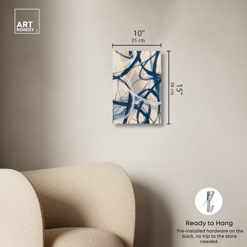 «Blue Orbits Canvas Indigo», art abstrait par Art Remedy, H 15 po x l 10 po, Toile tendue