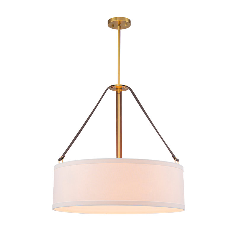 4-light Linen Drum Pendant