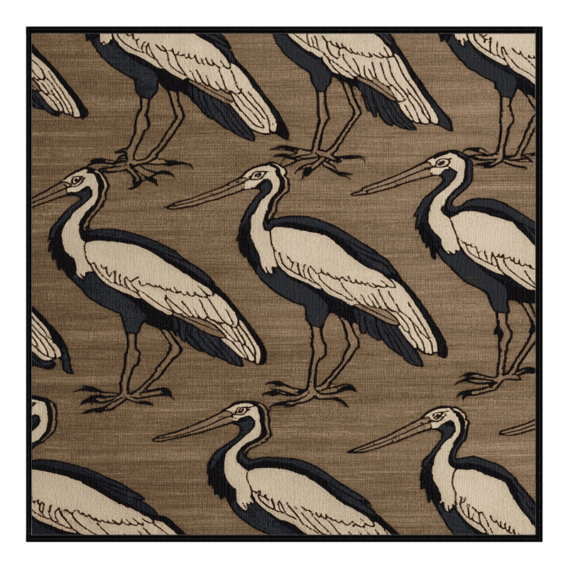 Washable African Sacred Ibis Wildlife Area Rug, Square 4'