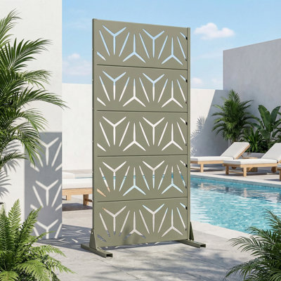 Panneaux de clôture autoportants en acier H 183 cm x 120 cm avec treillis en métal pour terrasse, balcon, cour, piscine, pièce intérieure