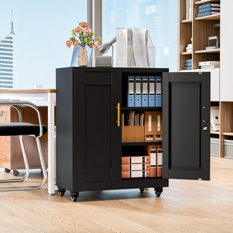 Armoire de rangement Ebern Designs, Noir, noir, noir, noir