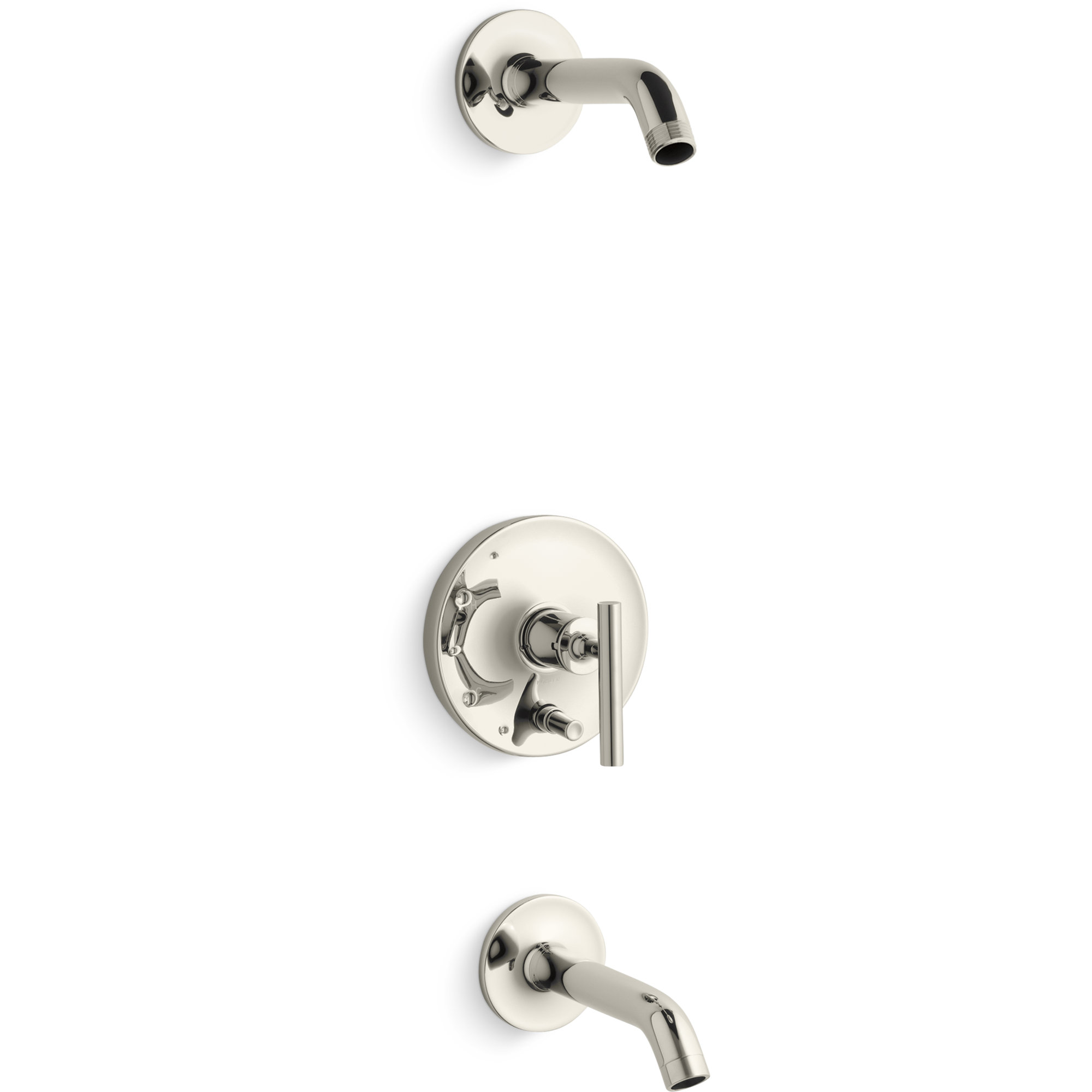 Purist Rite-Temp Bath And Shower Trim Set With Push-Button Diverter And Lever Handle, Less Showerhead, Lever Handle
