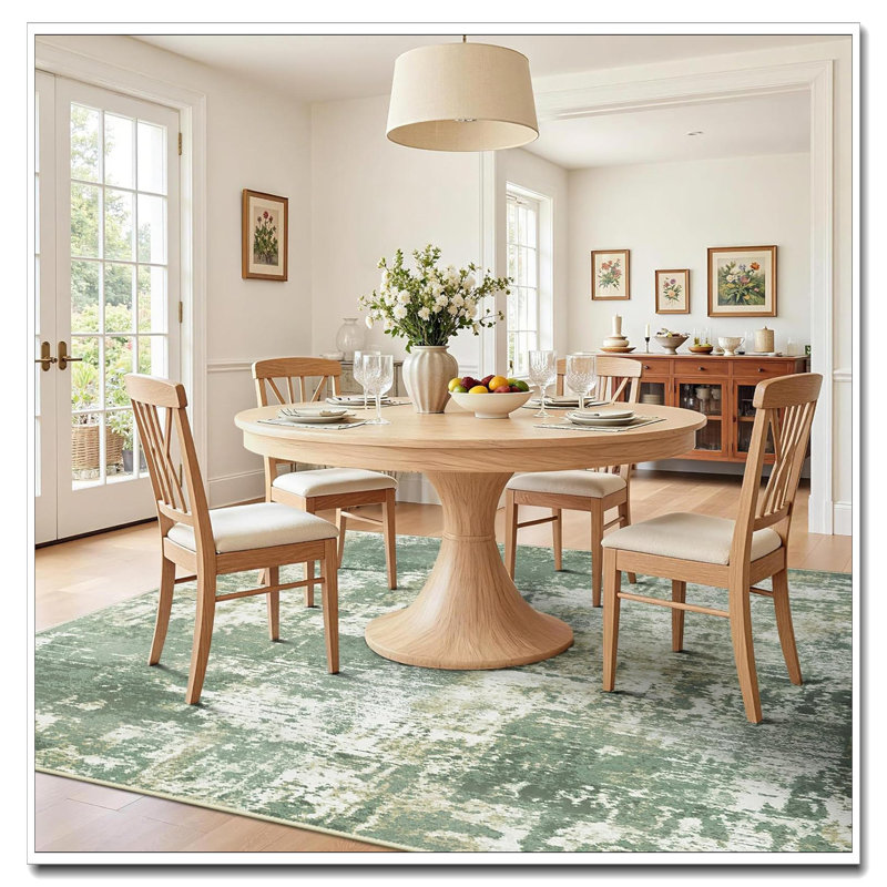 Tides Series 8'X10' Washable Non-Slip Rug - Modern Abstract Print (Light Green/Yellow) For Living Room, Light Green/Yellow