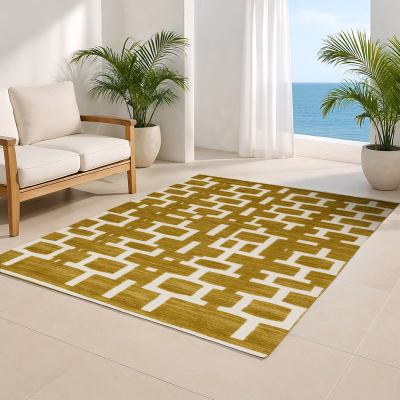 Trellis Brown Indoor and Outdoor Area Rug, Rectangle 2' x 3'